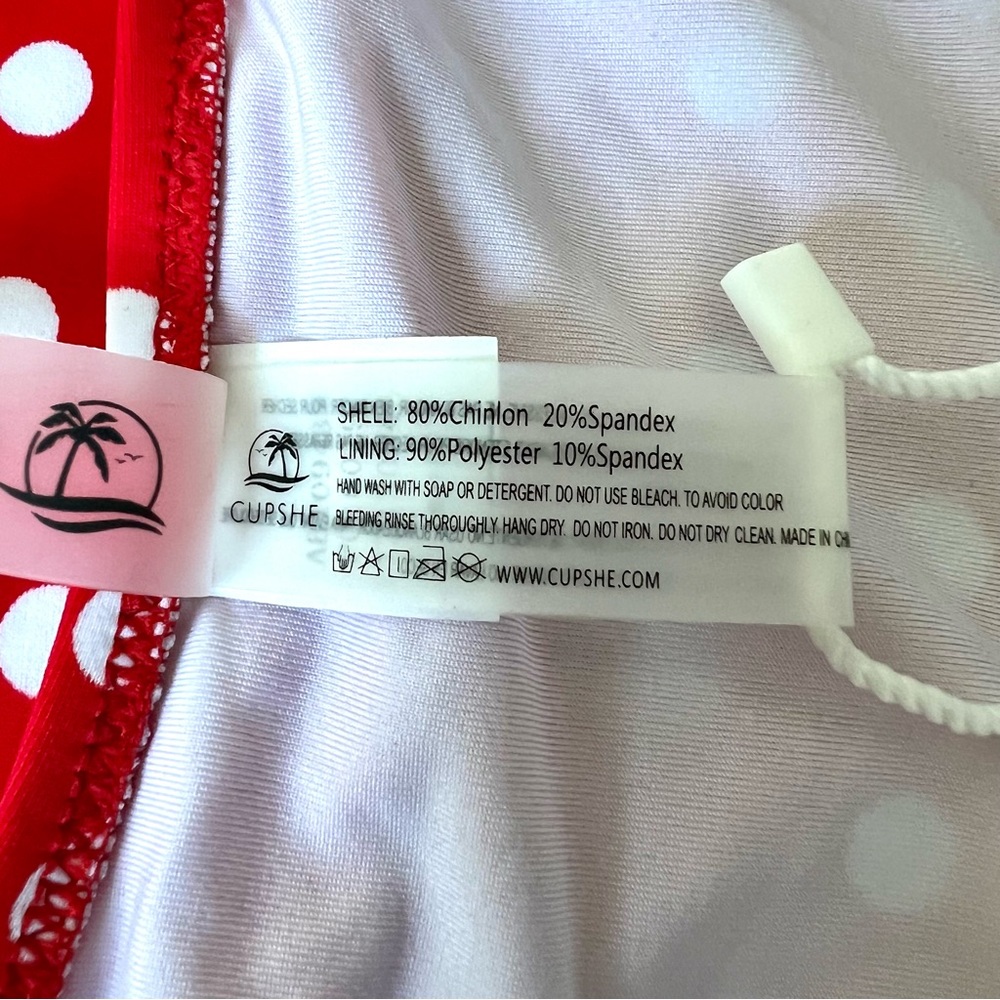 NWT CUPSHE Red Belted Polka Dot One Piece Bathing Suit—SZ. Small - Picture 9 of 11